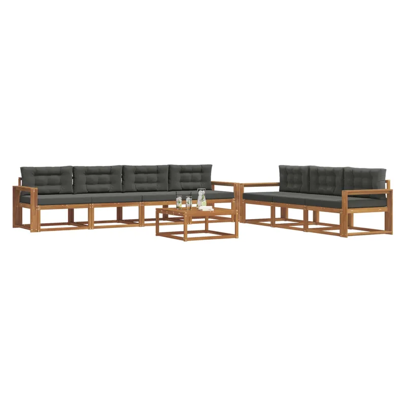 Lauko sofos komplektas su pagalve 8 pcs Natūralus ir antracitas