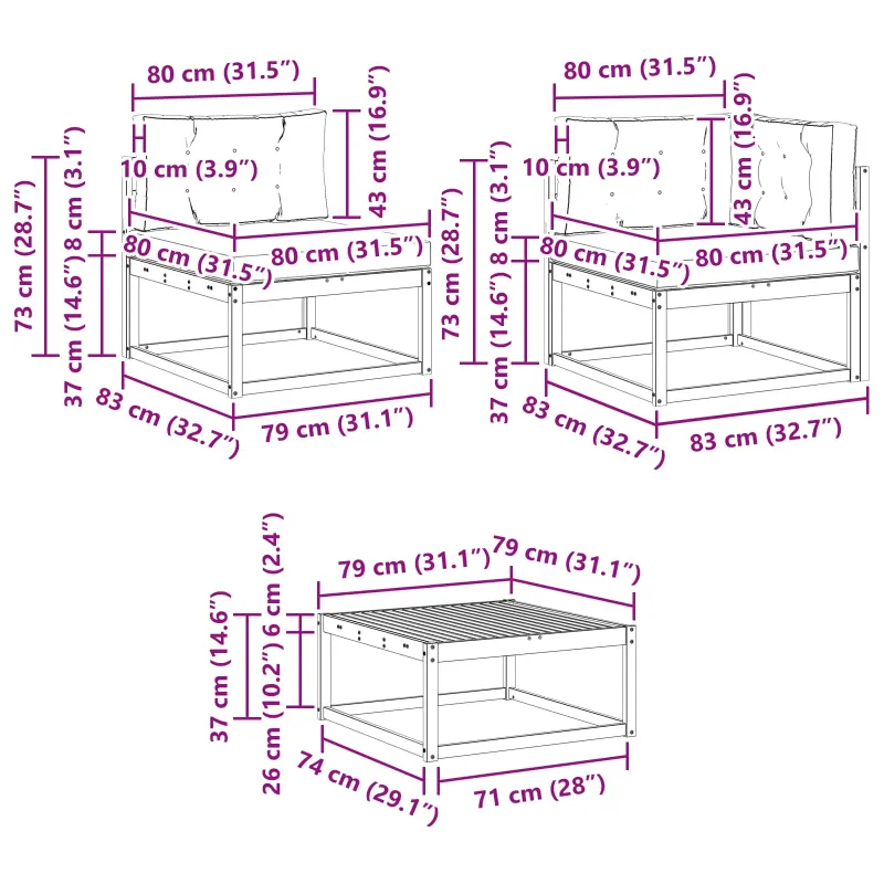 Lauko sofos komplektas 8 pcs Natūrali ir šviesiai pilka