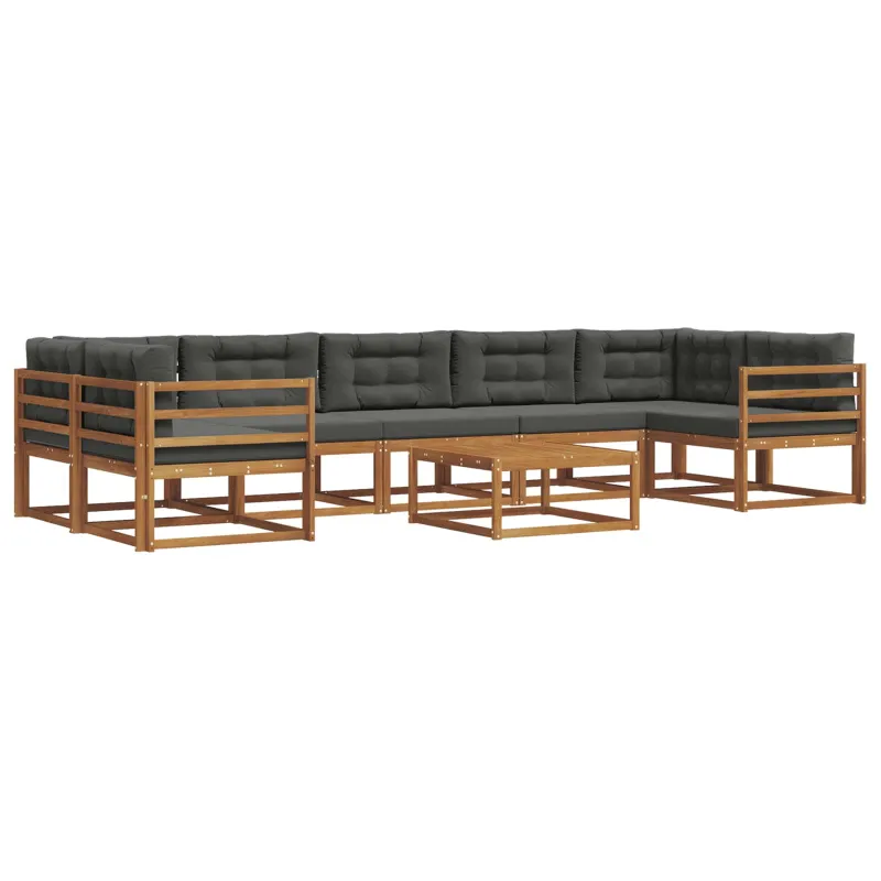 Lauko sofos komplektas su pagalve 8 pcs Natūralus ir antracitas