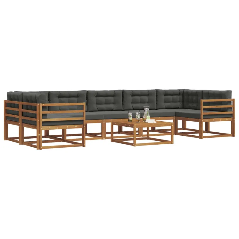 Lauko sofos komplektas su pagalve 8 pcs Natūralus ir antracitas