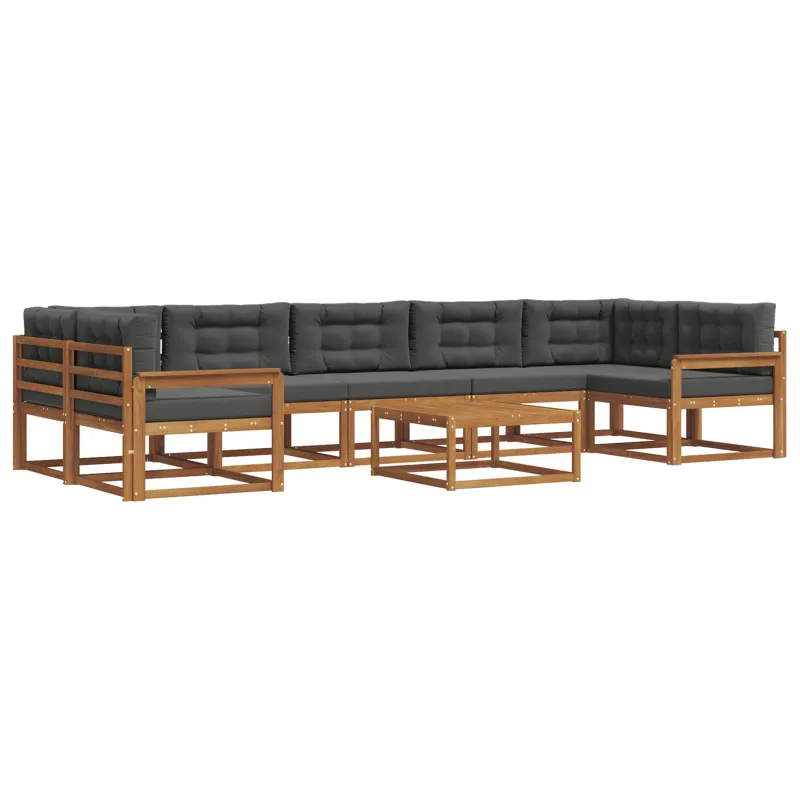 Lauko sofos komplektas su pagalve 8 pcs Natūralus ir antracitas