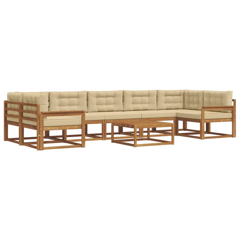 Lauko sofos komplektas su pagalve 8 pcs Natūralus ir bežinis