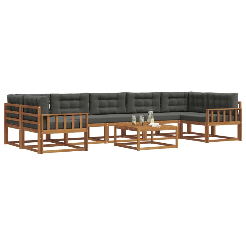 Lauko sofos komplektas su pagalve 8 pcs Natūralus ir antracitas