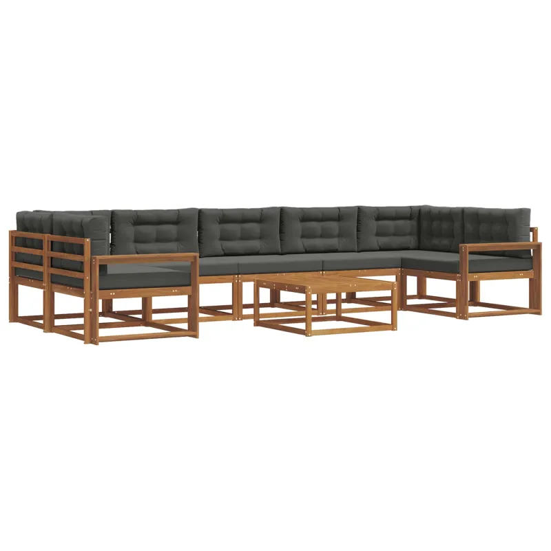 Lauko sofos komplektas su pagalve 8 pcs Natūralus ir antracitas