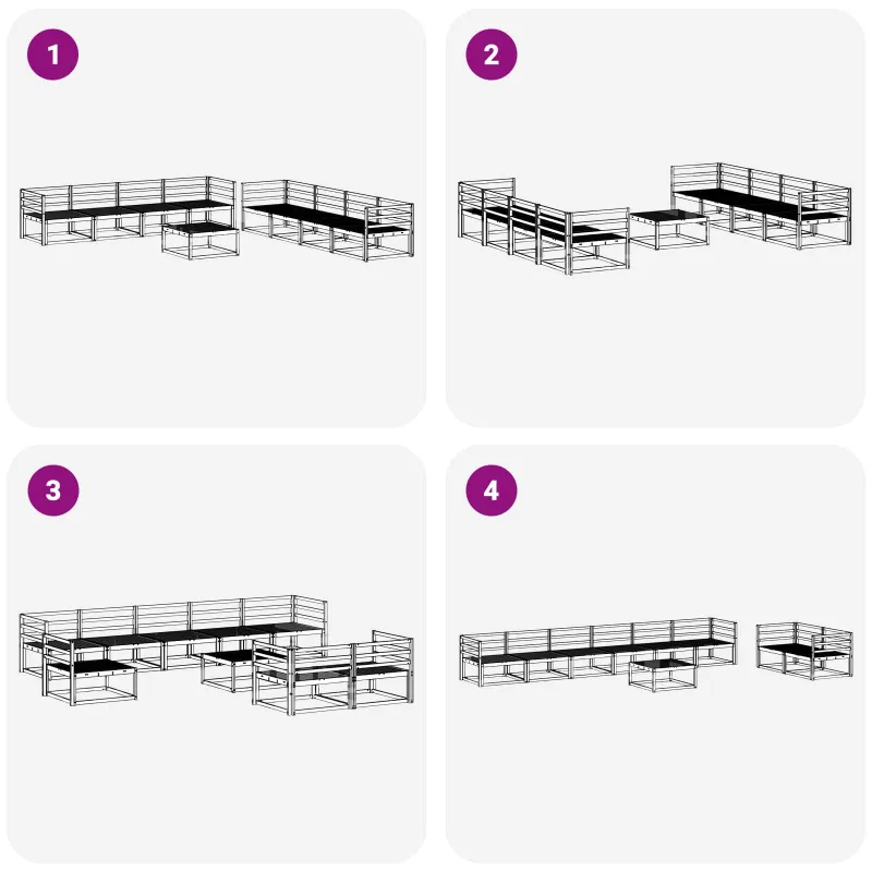 Lauko sofos komplektas 9 pcs Natūrali Kietos akacijos mediena