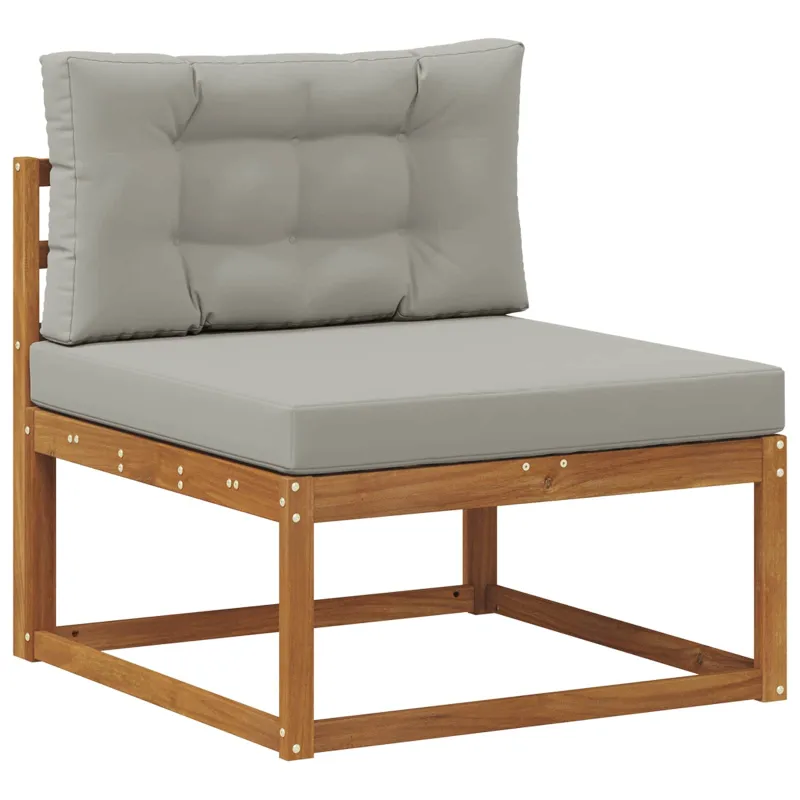 Lauko sofos komplektas 5 pcs Natūrali ir šviesiai pilka