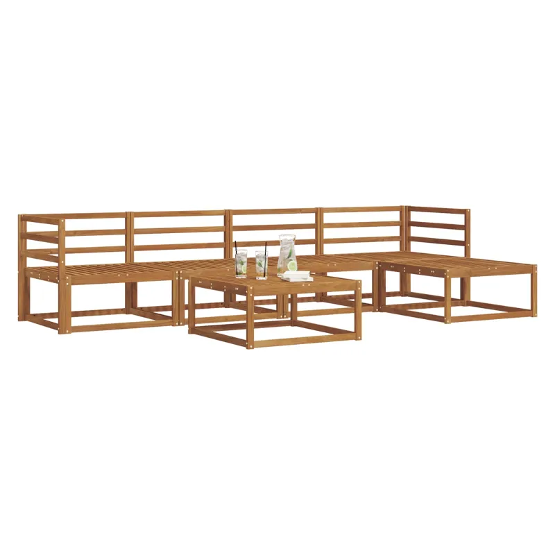 Lauko sofos komplektas 6 pcs Natūrali Kietos akacijos mediena