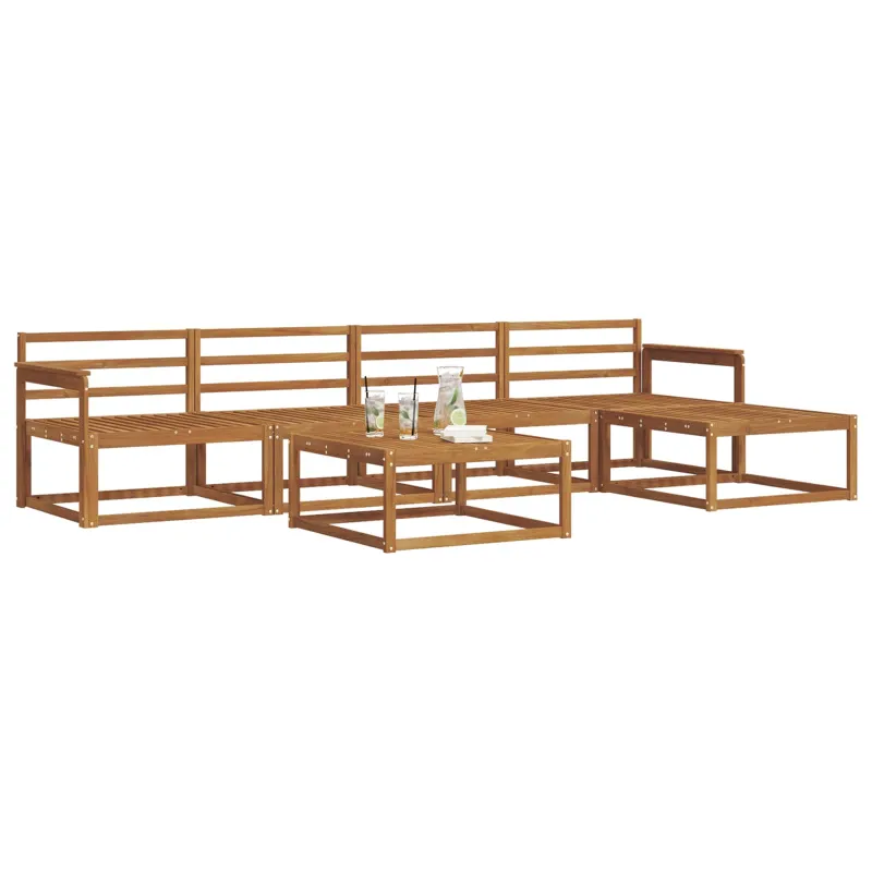 Lauko sofos komplektas 6 pcs Natūrali Kietos akacijos mediena