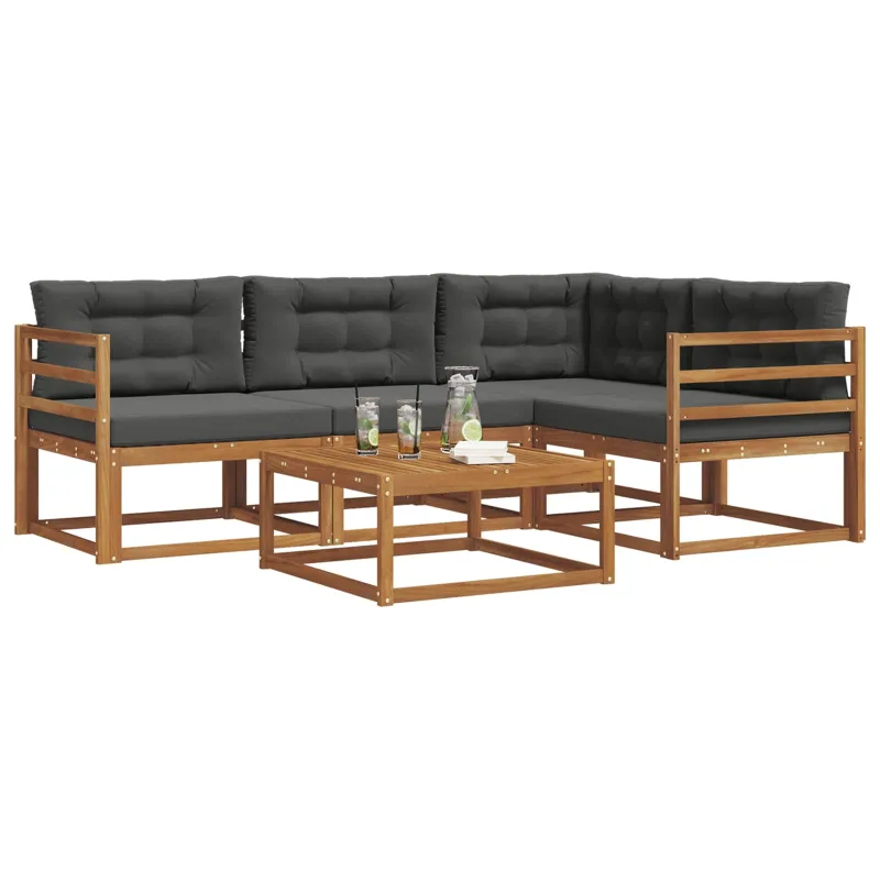 Lauko sofos komplektas su pagalve 5 pcs Natūralus ir antracitas