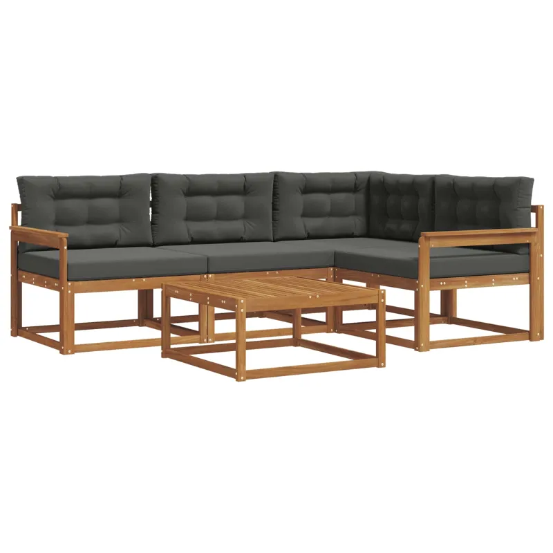 Lauko sofos komplektas su pagalve 5 pcs Natūralus ir antracitas
