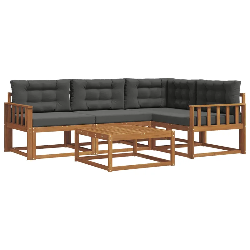 Lauko sofos komplektas su pagalve 5 pcs Natūralus ir antracitas