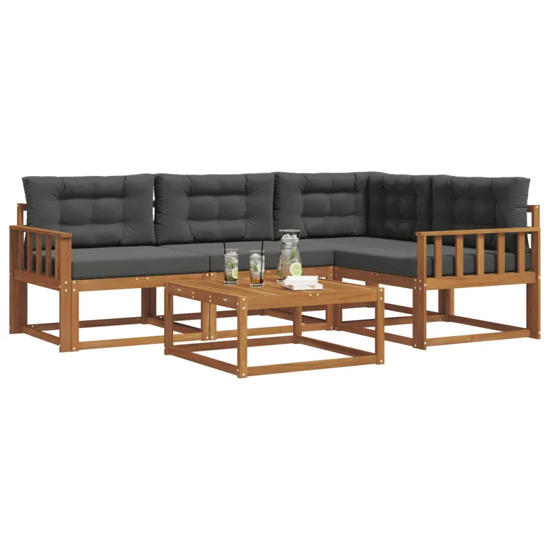 Lauko sofos komplektas su pagalve 5 pcs Natūralus ir antracitas