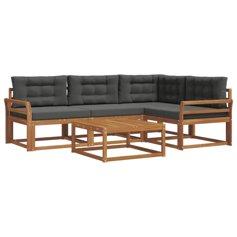 Lauko sofos komplektas su pagalve 5 pcs Natūralus ir antracitas