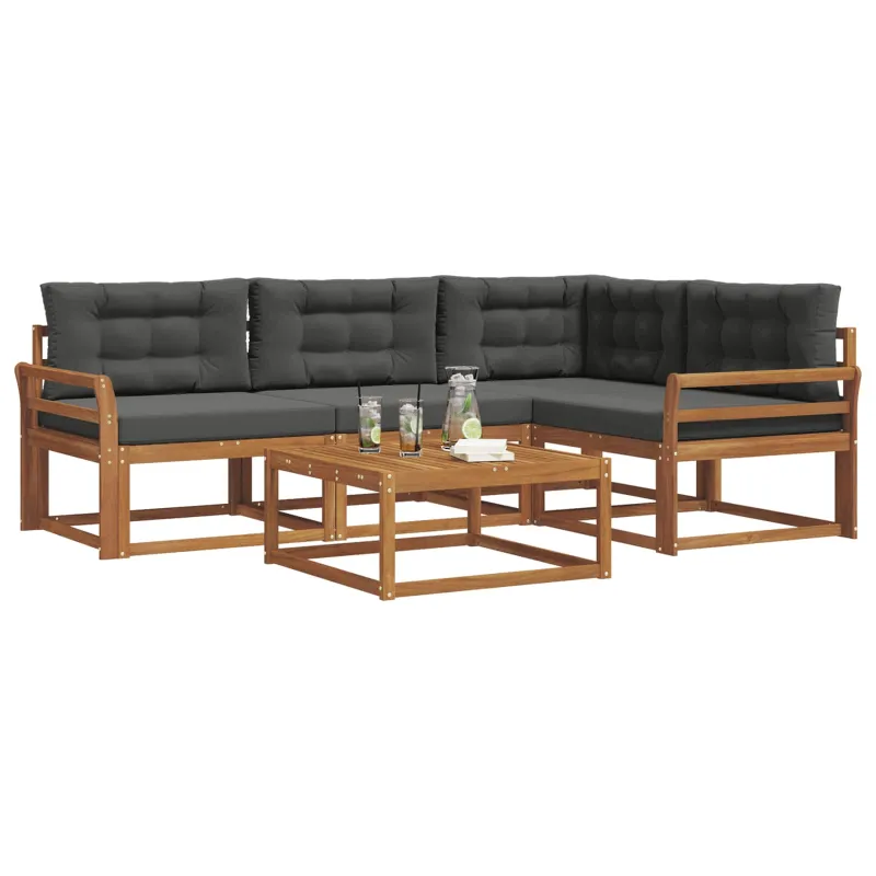 Lauko sofos komplektas su pagalve 5 pcs Natūralus ir antracitas
