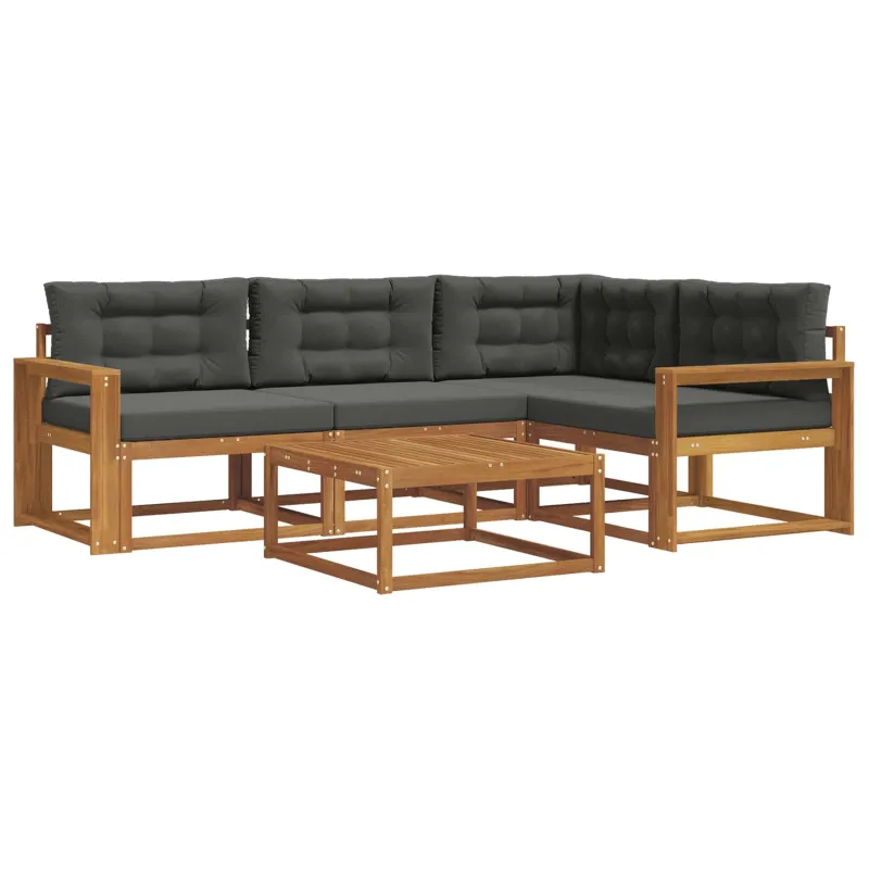 Lauko sofos komplektas su pagalve 5 pcs Natūralus ir antracitas