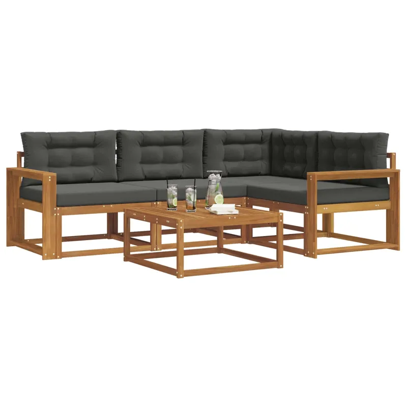 Lauko sofos komplektas su pagalve 5 pcs Natūralus ir antracitas