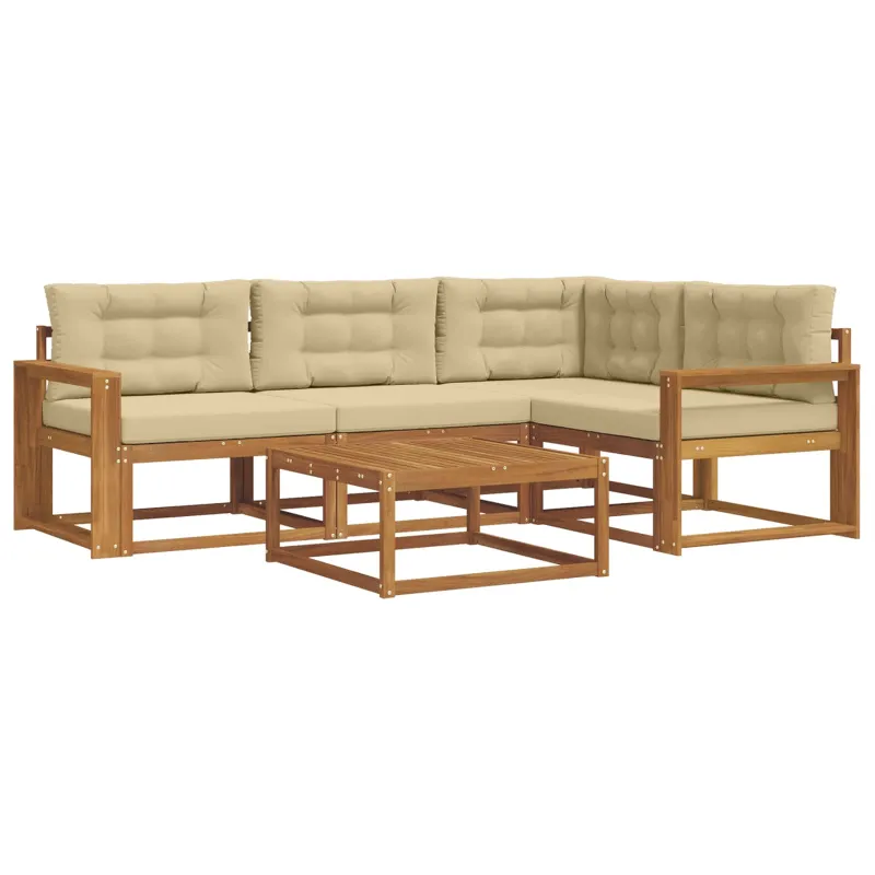 Lauko sofos komplektas su pagalve 5 pcs Natūralus ir bežinis