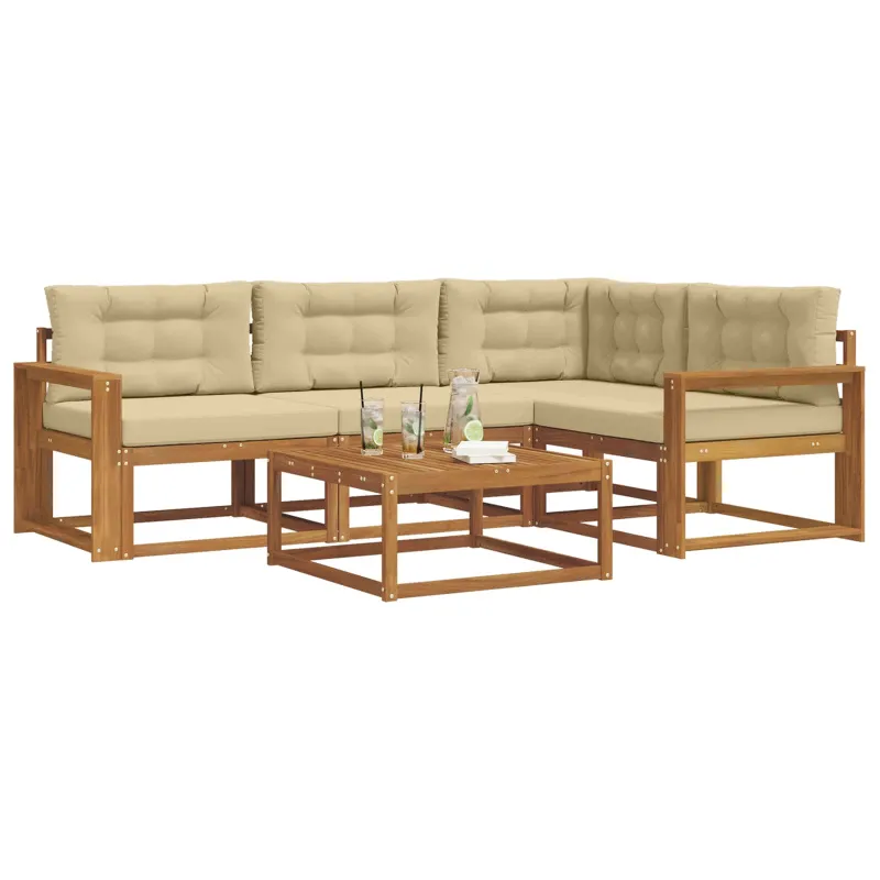 Lauko sofos komplektas su pagalve 5 pcs Natūralus ir bežinis