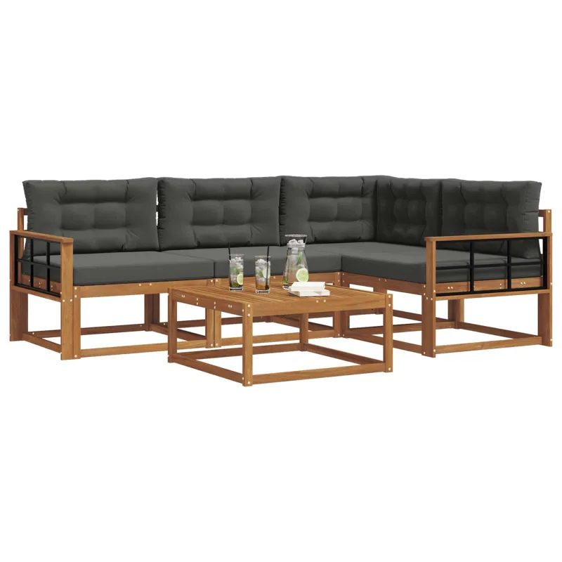 Lauko sofos komplektas su pagalve 5 pcs Natūralus ir antracitas