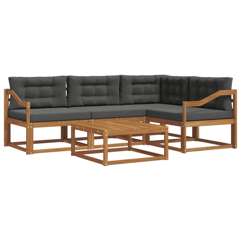 Lauko sofos komplektas su pagalve 5 pcs Natūralus ir antracitas
