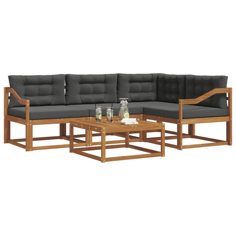 Lauko sofos komplektas su pagalve 5 pcs Natūralus ir antracitas