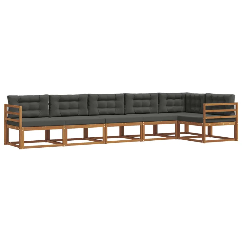 Lauko sofos komplektas su pagalve 6 pcs Natūralus ir antracitas