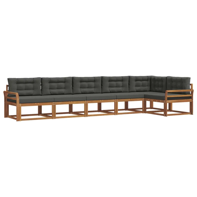 Lauko sofos komplektas su pagalve 6 pcs Natūralus ir antracitas
