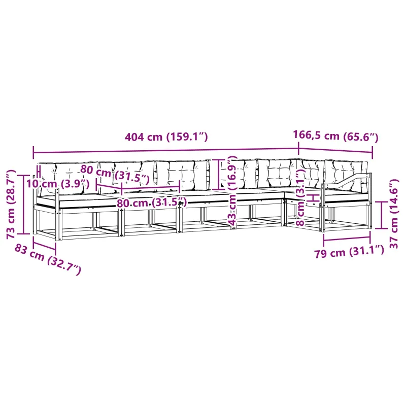 Lauko sofos komplektas su pagalve 6 pcs Natūralus ir antracitas