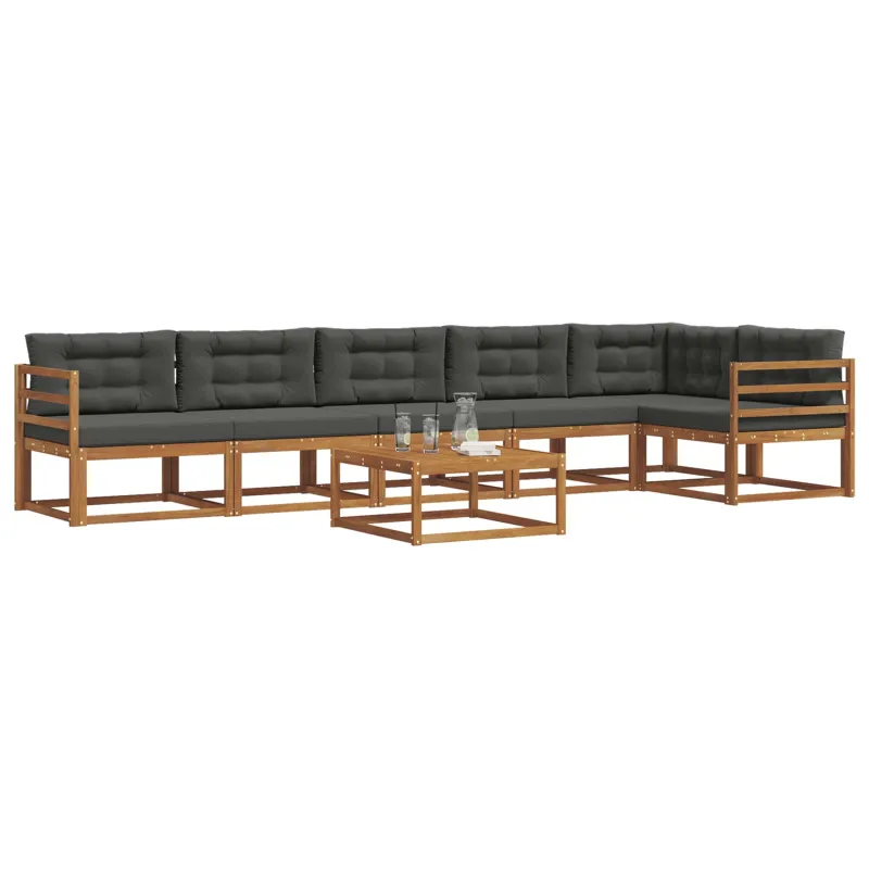 Lauko sofos komplektas su pagalve 7 pcs Natūralus ir antracitas