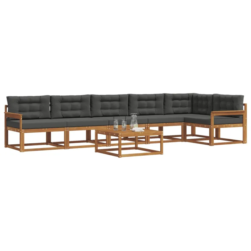 Lauko sofos komplektas su pagalve 7 pcs Natūralus ir antracitas