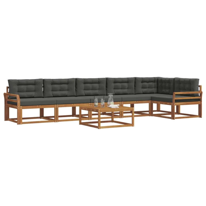 Lauko sofos komplektas su pagalve 7 pcs Natūralus ir antracitas
