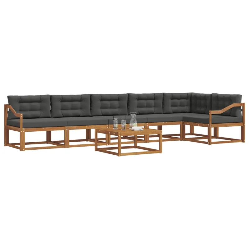 Lauko sofos komplektas su pagalve 7 pcs Natūralus ir antracitas