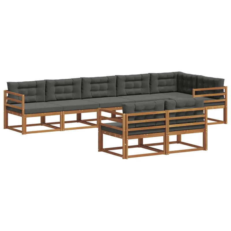 Lauko sofos komplektas su pagalve 8 pcs Natūralus ir antracitas