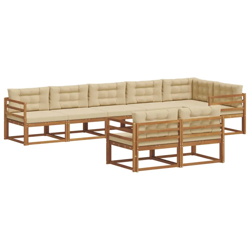 Lauko sofos komplektas su pagalve 8 pcs Natūralus ir bežinis