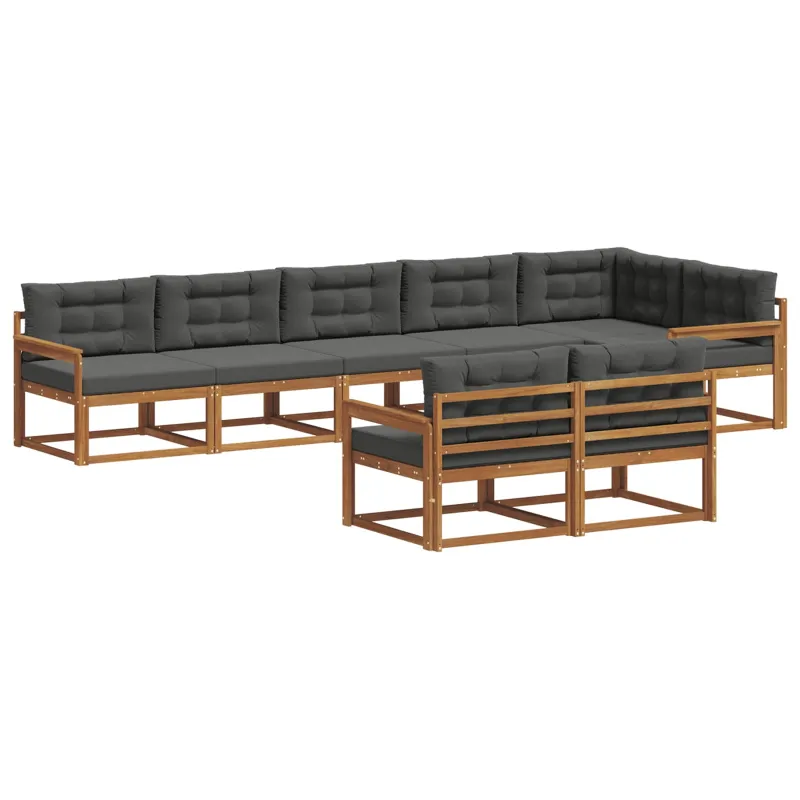Lauko sofos komplektas su pagalve 8 pcs Natūralus ir antracitas