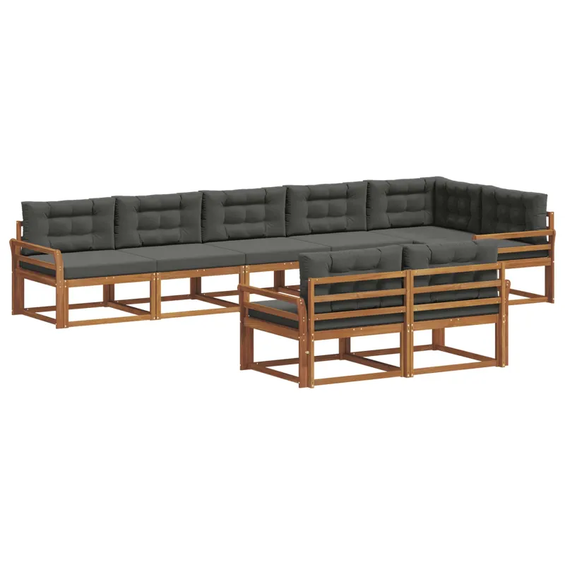 Lauko sofos komplektas su pagalve 8 pcs Natūralus ir antracitas