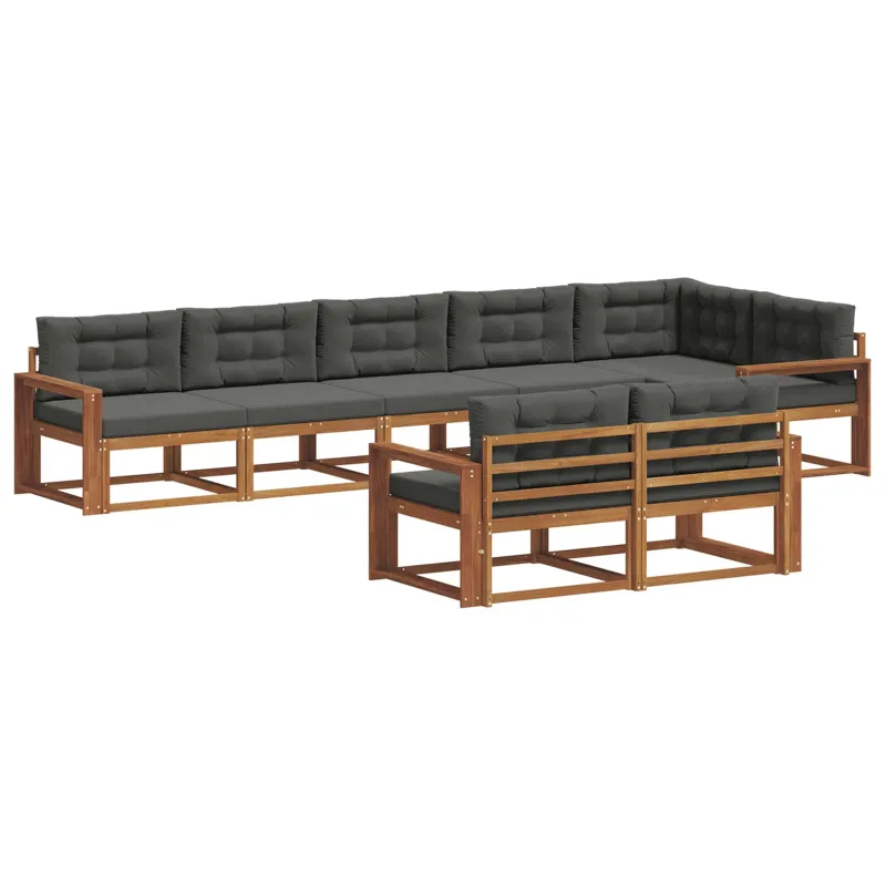 Lauko sofos komplektas su pagalve 8 pcs Natūralus ir antracitas