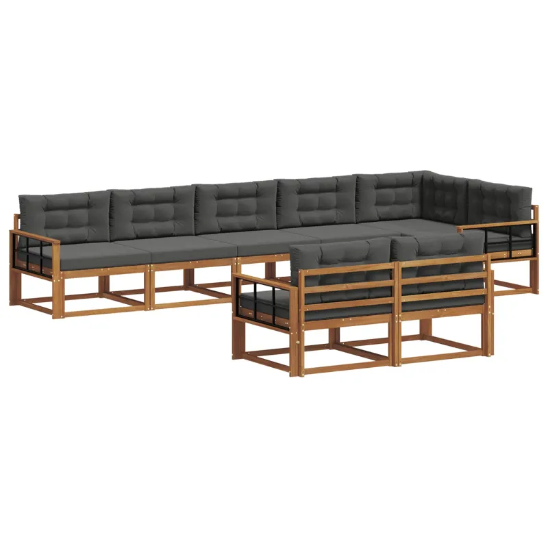 Lauko sofos komplektas su pagalve 8 pcs Natūralus ir antracitas