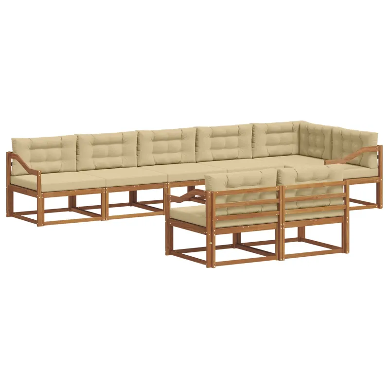 Lauko sofos komplektas su pagalve 8 pcs Natūralus ir bežinis
