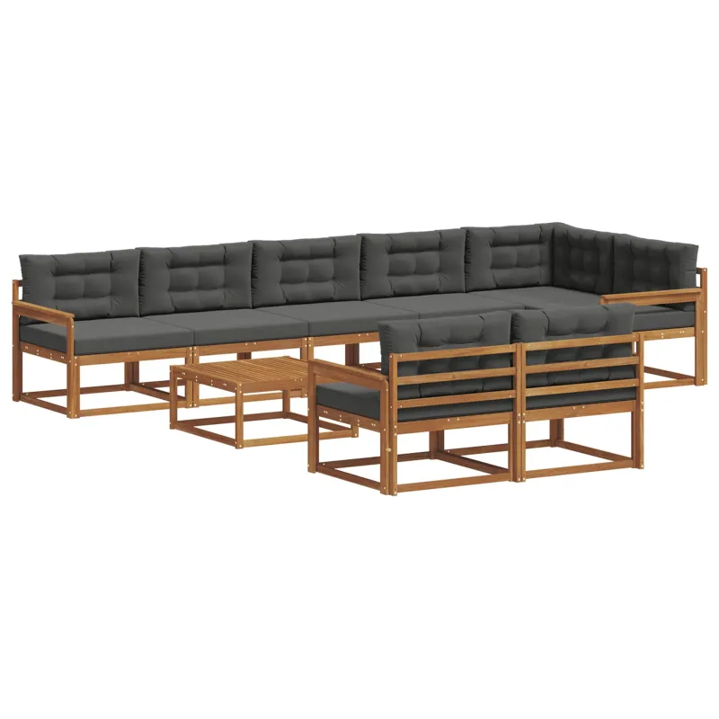 Lauko sofos komplektas su pagalve 9 pcs Natūralus ir antracitas