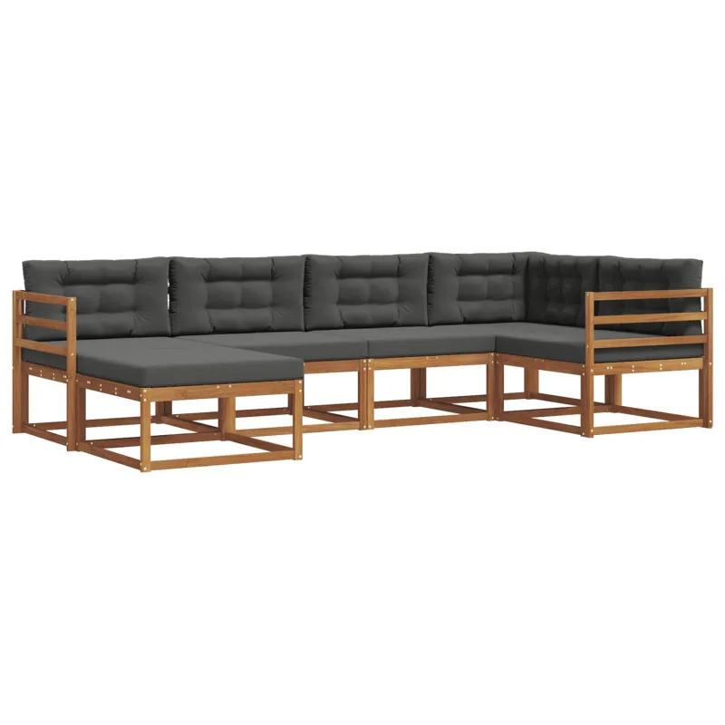 Lauko sofos komplektas su pagalve 6 pcs Natūralus ir antracitas