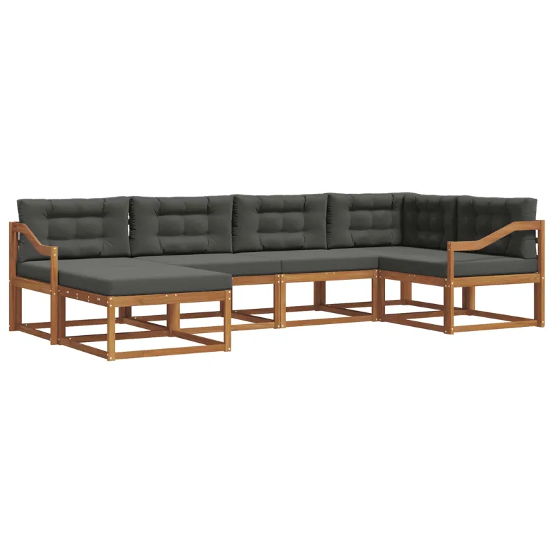 Lauko sofos komplektas su pagalve 6 pcs Natūralus ir antracitas