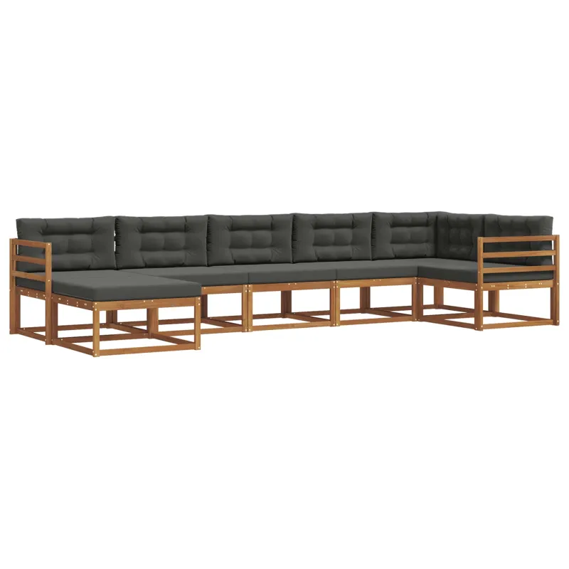Lauko sofos komplektas su pagalve 7 pcs Natūralus ir antracitas
