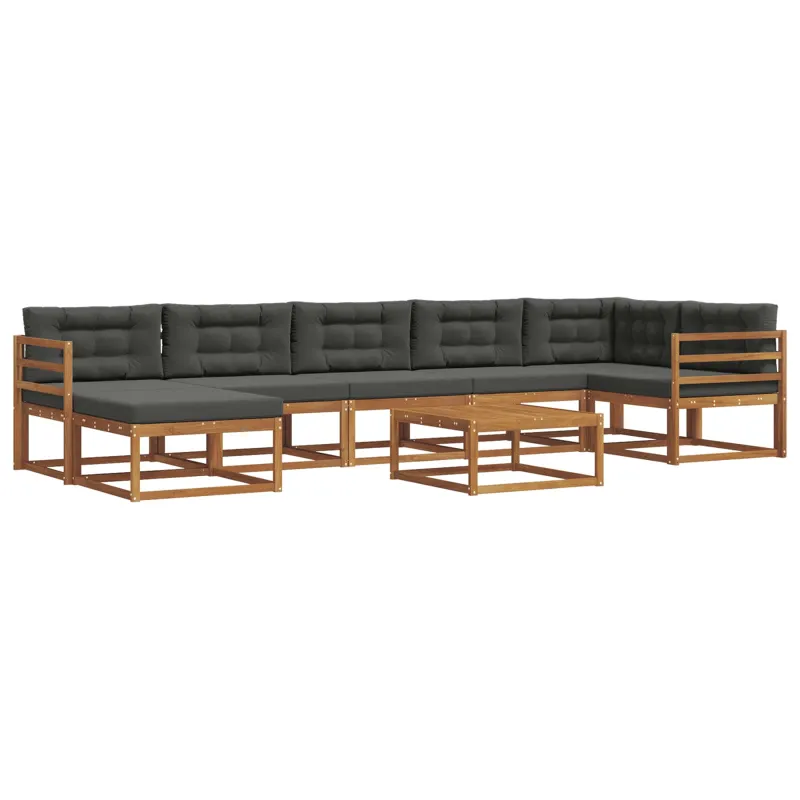Lauko sofos komplektas su pagalve 8 pcs Natūralus ir antracitas