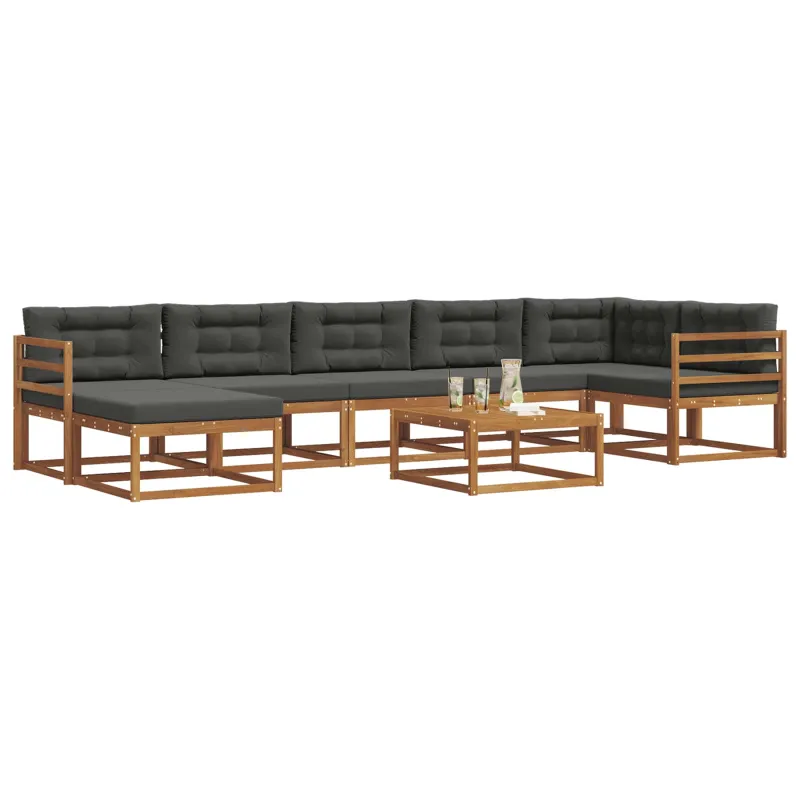 Lauko sofos komplektas su pagalve 8 pcs Natūralus ir antracitas