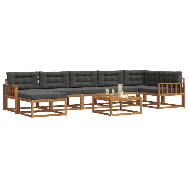 Lauko sofos komplektas su pagalve 8 pcs Natūralus ir antracitas