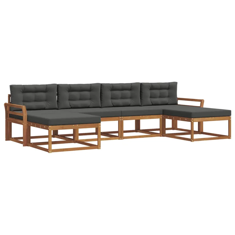 Lauko sofos komplektas su pagalve 6 pcs Natūralus ir antracitas