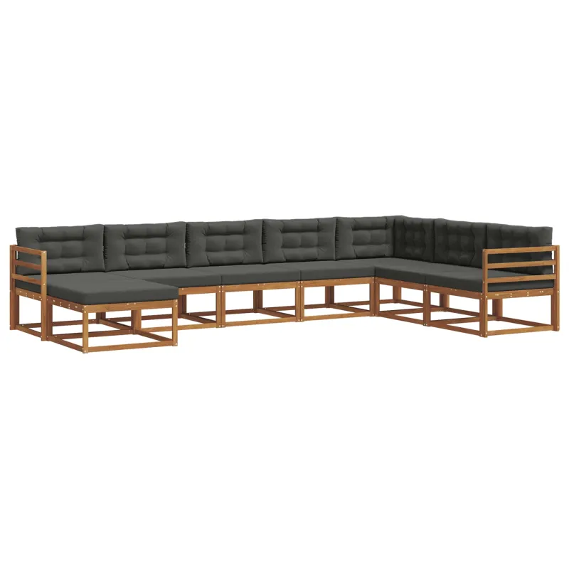 Lauko sofos komplektas su pagalve 8 pcs Natūralus ir antracitas