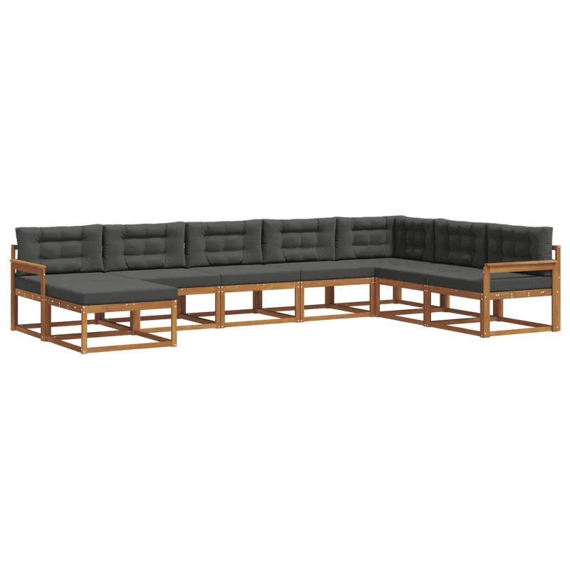 Lauko sofos komplektas su pagalve 8 pcs Natūralus ir antracitas