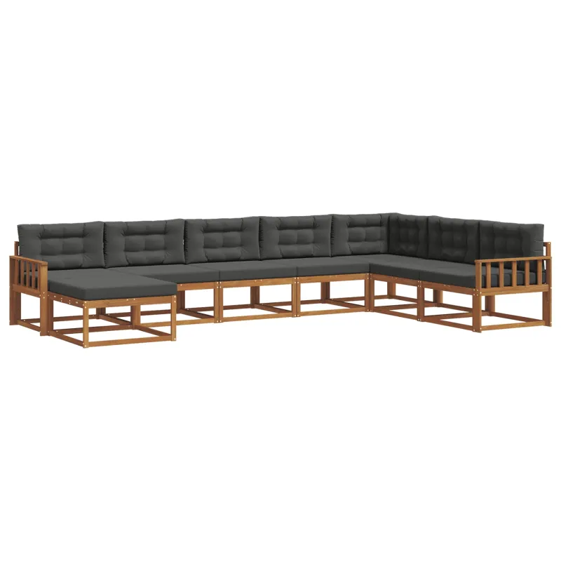Lauko sofos komplektas su pagalve 8 pcs Natūralus ir antracitas